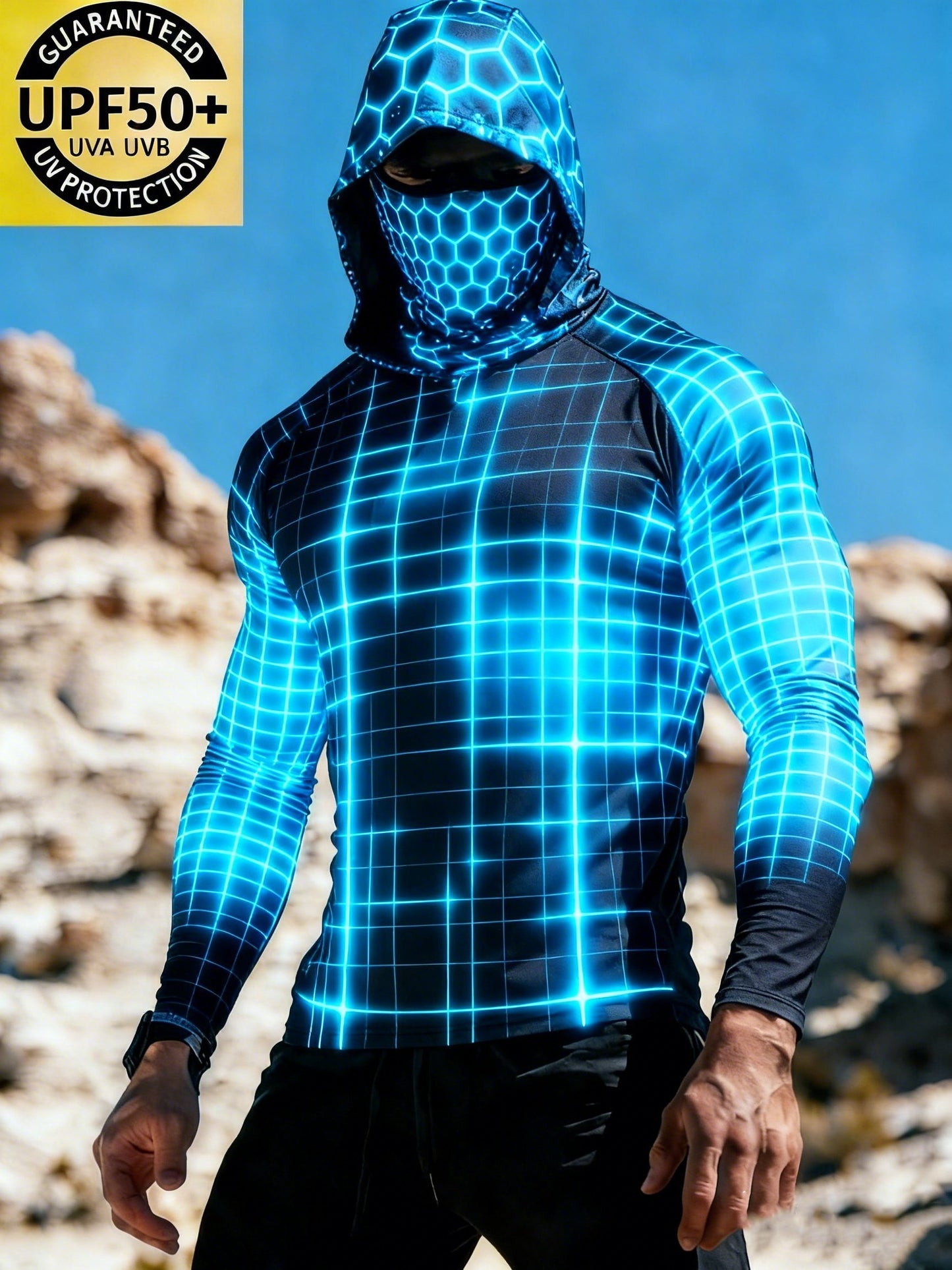 Men's Mechanical Lines Sun Protection Print Top