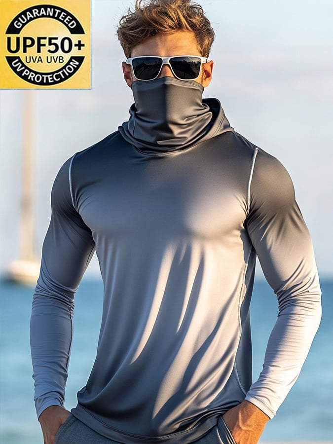 Men's Outdoor Sun Protection Breathable Cool Hooded Sun Protection Long Sleeve Top