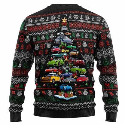 Unisex Vintage Racing Car Merry Driftmas Print Crew Neck Ugly Christmas Sweatshirt