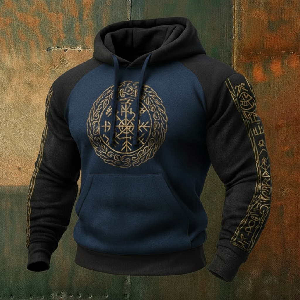 Nordic Viking Style Vegvísir Tree Of Life Casual Long-Sleeve Hoodie