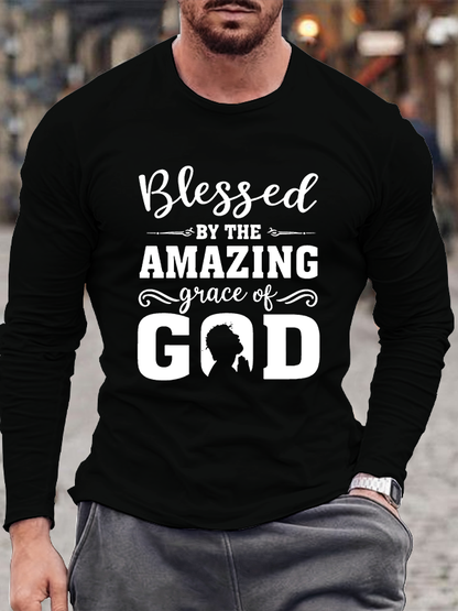 Blessed By The Amazing Grace Of God Cotton Long Sleeve T-Shirt