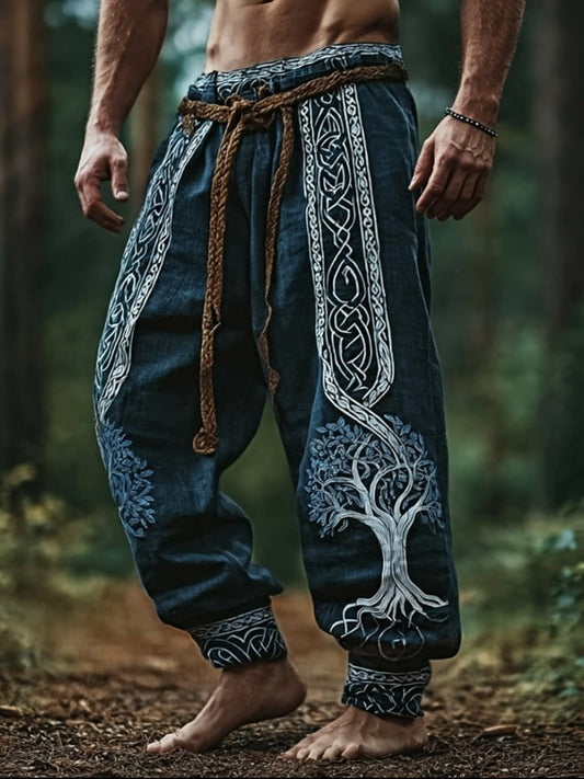 Men's Viking Style Tree Of Life Knot Casual Pants