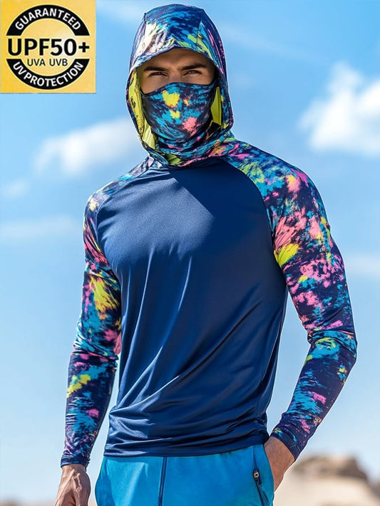 Men's Outdoor Sun Protection Breathable Cool Hooded Sun Protection Long-Sleeved Top