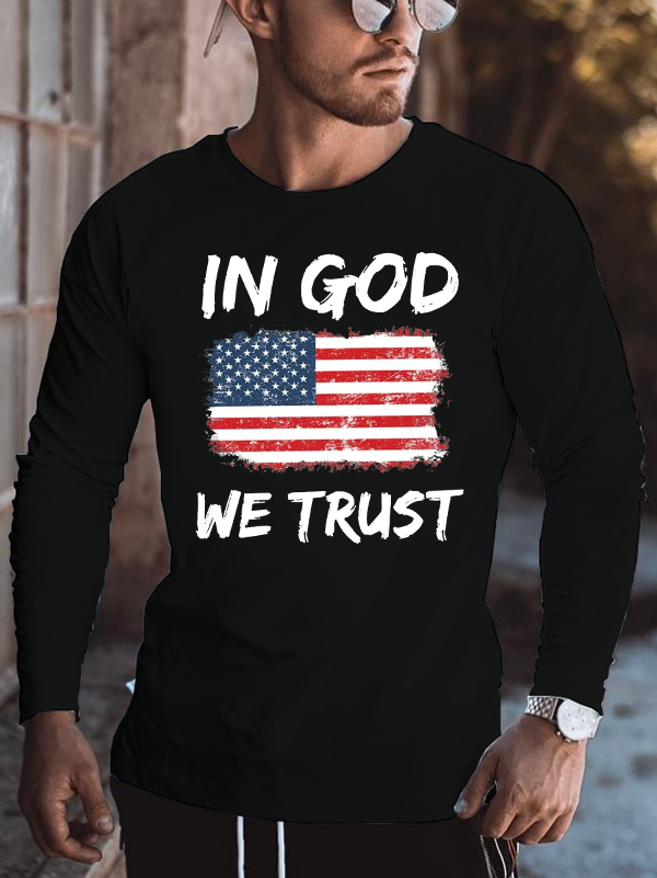 In God we trust American flag Long Sleeve T-Shirt
