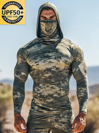 Men's Outdoor Sun Protection Breathable Cool Hooded Sun Protection Long Sleeve Top