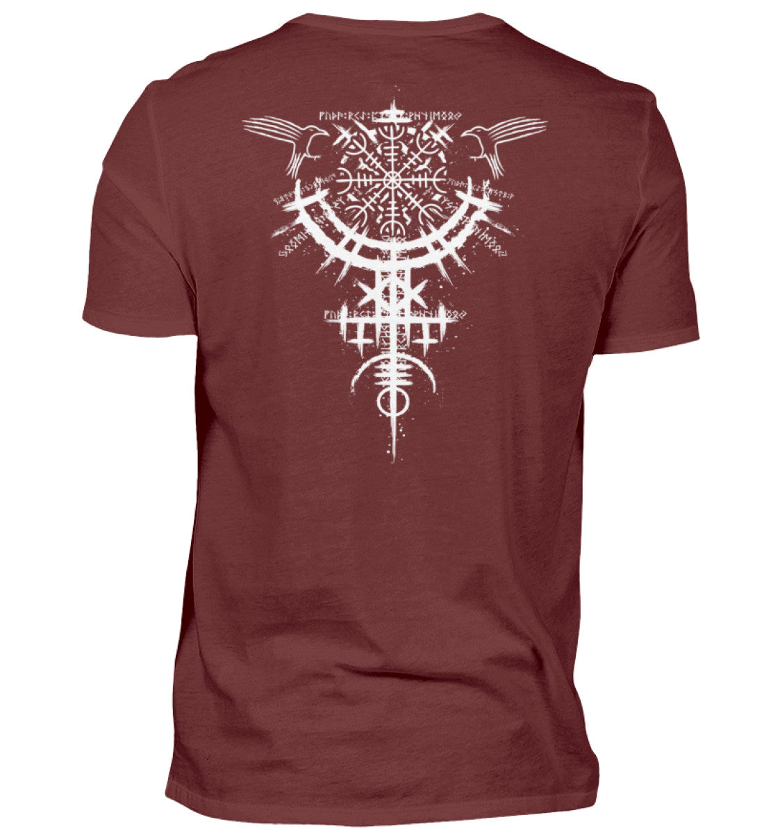 Viking Premium T-Shirt - Rune Circle, Helm of Awe & Raven Design