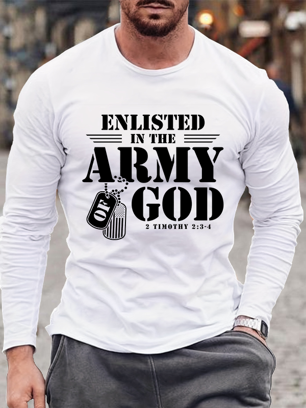 Enlisted in The Army God Christian Cotton Long Sleeve T-Shirt