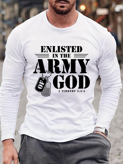 Enlisted in The Army God Christian Cotton Long Sleeve T-Shirt