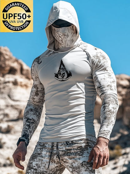 Men's Outdoor Sun Protection Breathable Cool Mask Hooded Sun Protection Long-Sleeved Top