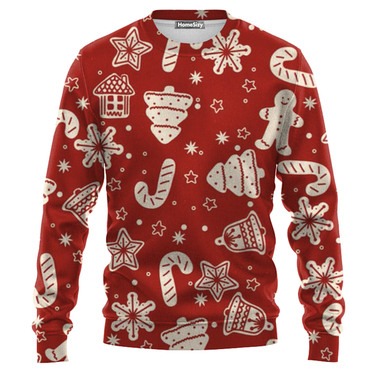 Print Christmas Patterned Red Sweatshirt