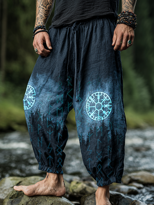 Men's Viking Holiday Style Rune Totem Vintage Nordic Casual Linen Pants