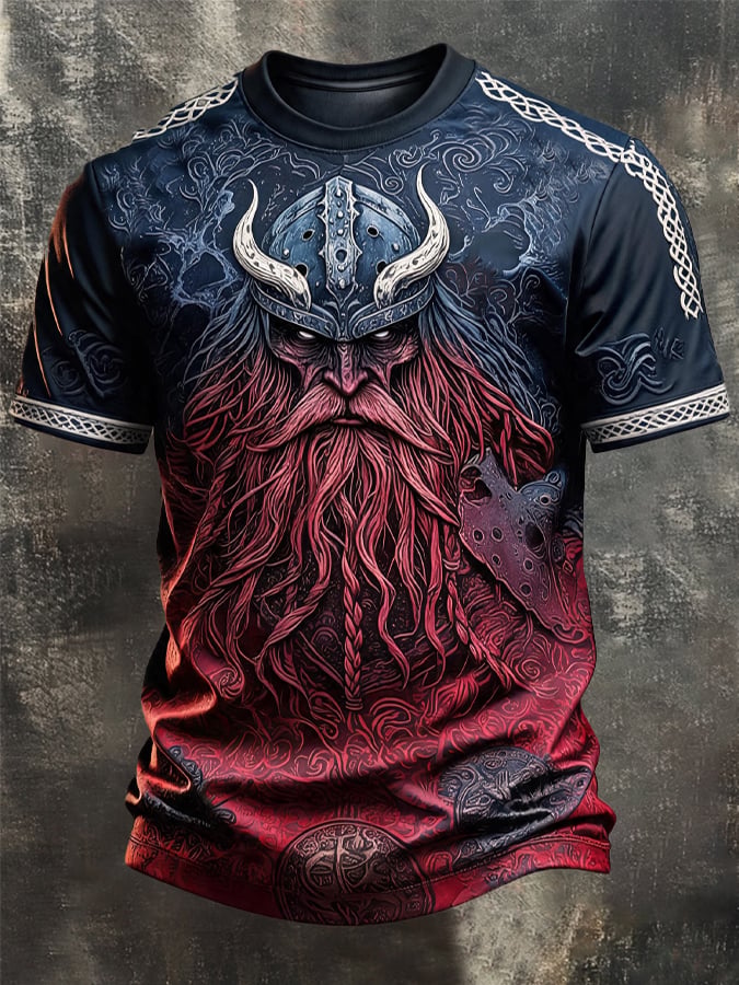 Men's Vintage Viking-Print T-Shirt