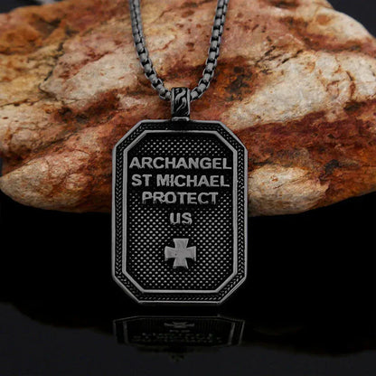 Classic Style St. Michael the Archangel Protection Stainless Steel Pendant Necklace