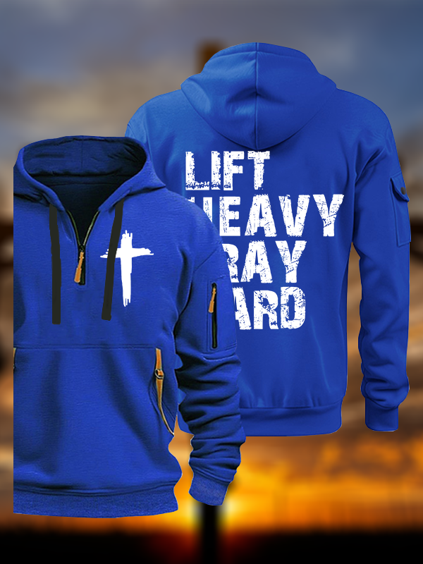 Lift Heavy Pray Hard Gym Jesus God Christian Zipper Hoodies