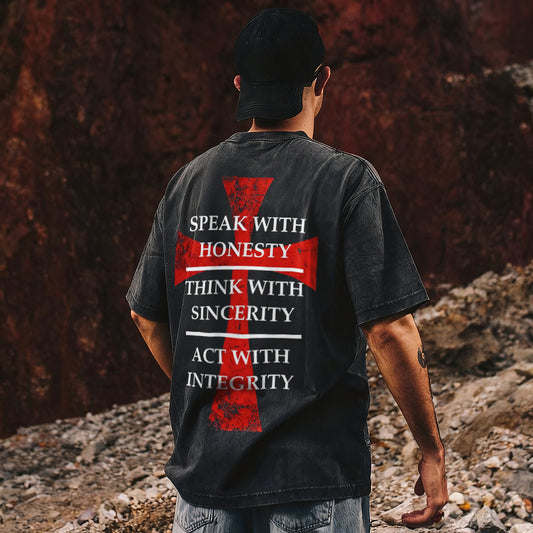 Speak With Honesty Think With Sincerity Act With Integrity Washed T-shirt
