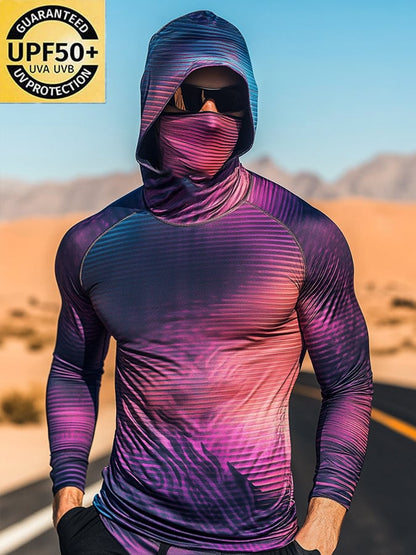 Men's Outdoor Sun Protection Breathable Cool Hooded Sun Protection Long Sleeve Top
