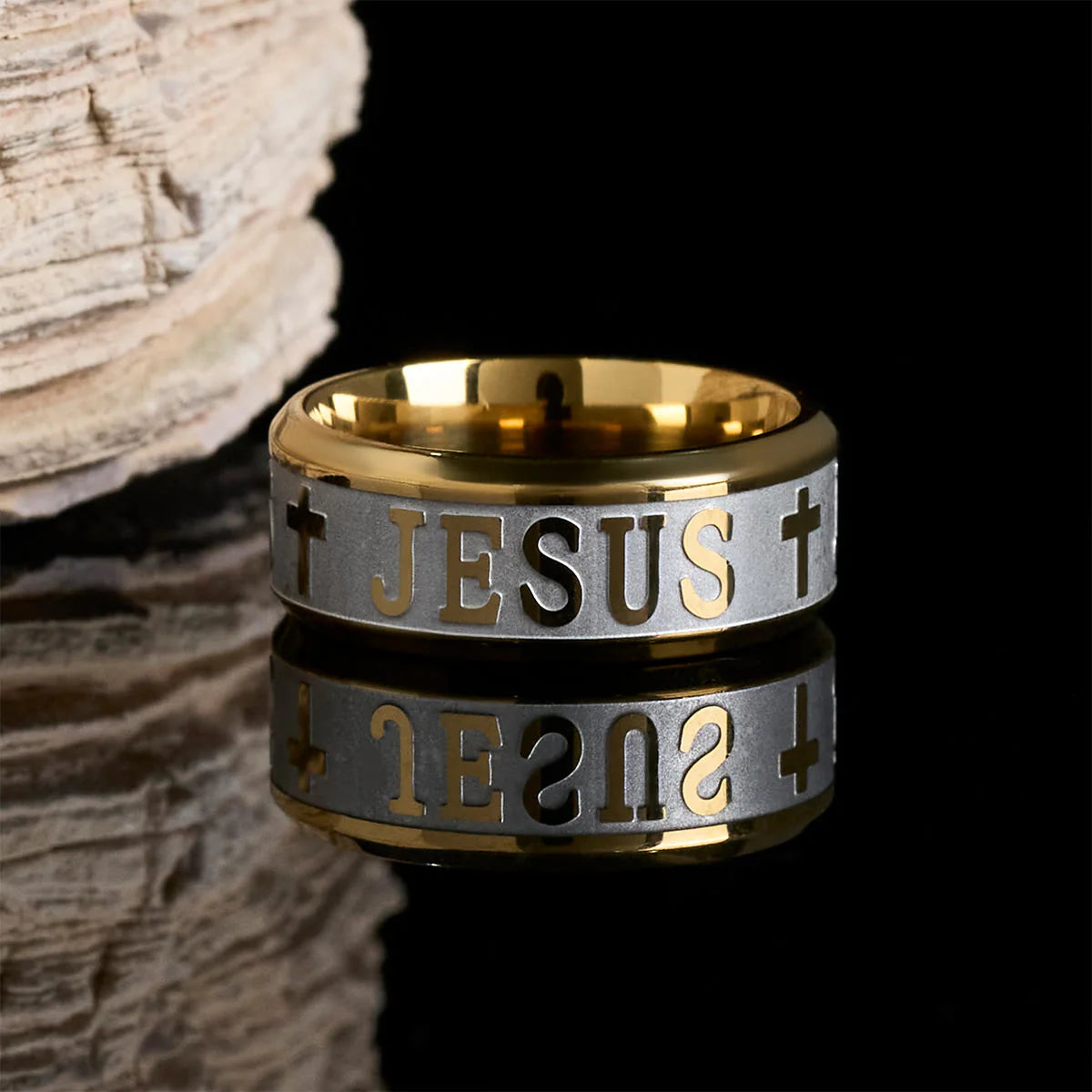 Titanium Steel Ring with Laser engraving JESUS