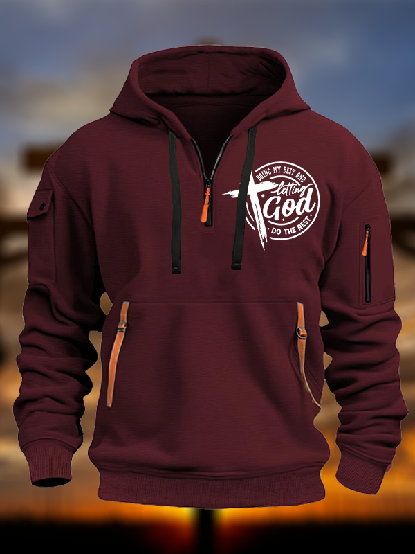 Doing My Best And Letting God Do The Rest Jesus God Christian Zipper Hoodies