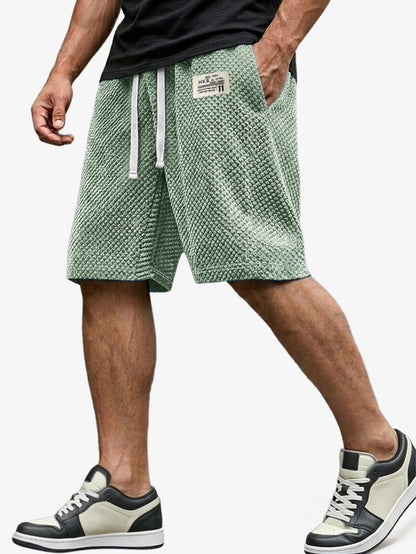 Men's Casual Loose Shorts Textured Embroidered Logo Everyday Wear