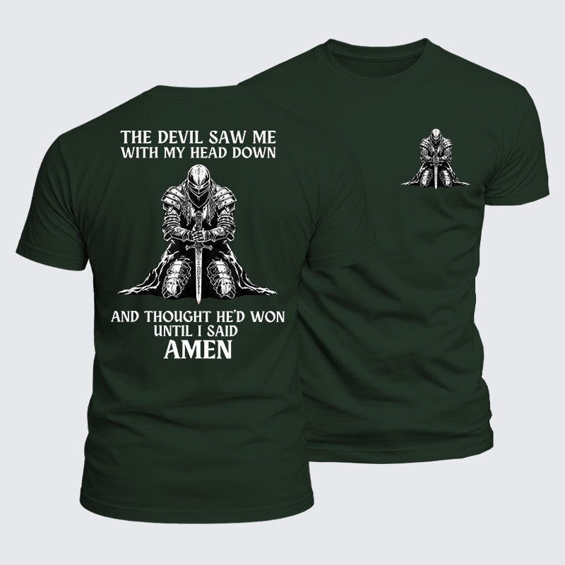 Luxe Mercerized Cotton Tee - The Devil Saw Me Until I Said Amen