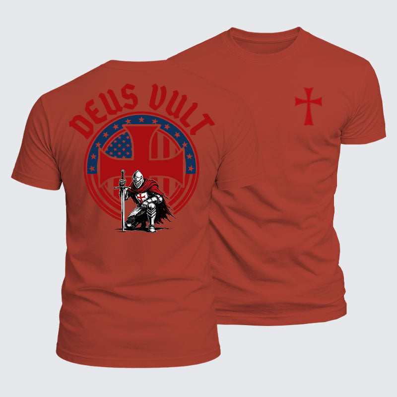 Luxe Mercerized Cotton Tee - Templar Knight Crusader Deus Vult