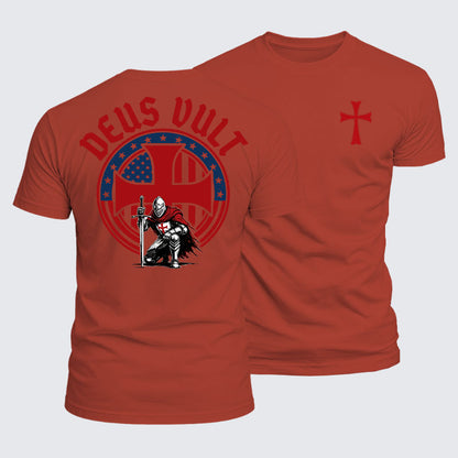 Luxe Mercerized Cotton Tee - Templar Knight Crusader Deus Vult