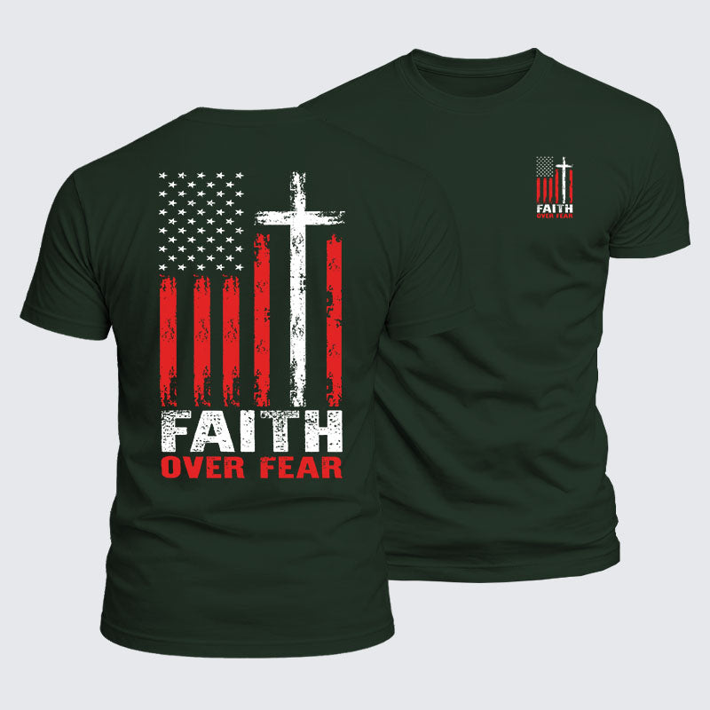 Luxe Mercerized Cotton Tee - Faith Over Fear Flag