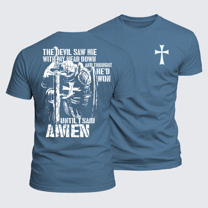Luxe Mercerized Cotton Tee - The Devil Saw Me with My Head Down and Thought He'd Won Until I Said Amen