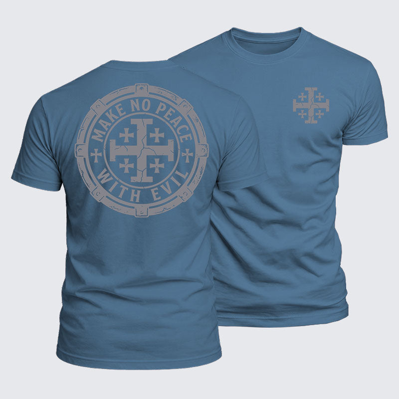 Luxe Mercerized Cotton Tee -  Make No Peace with Evil Knight Templar Jerusalem Cross