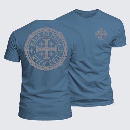 Luxe Mercerized Cotton Tee -  Make No Peace with Evil Knight Templar Jerusalem Cross