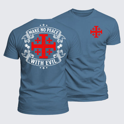 Luxe Mercerized Cotton Tee -  Make No Peace with Evil Knight Templar Jerusalem Cross