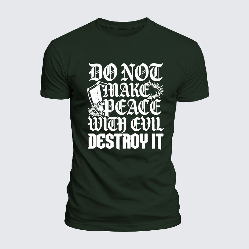 Luxe Mercerized Cotton Tee -  Make No Peace with Evil Knight Templar Jerusalem Cross