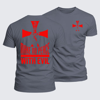Luxe Mercerized Cotton Tee - Make No Peace with Evil Knight Templar Cross