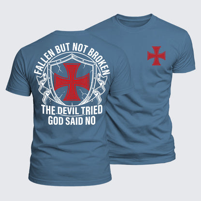 Luxe Mercerized Cotton Tee - Fallen But Not Broken The Devil Tried God Said No