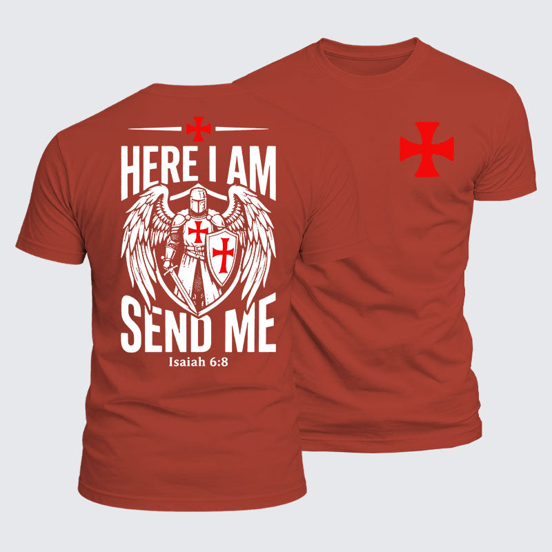 Luxe Mercerized Cotton Tee - Here I Am Send Me Knight Templar Crusader