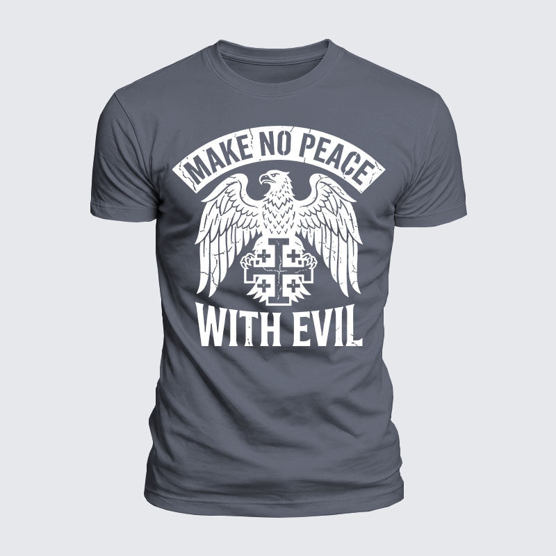 Luxe Mercerized Cotton Tee - Make No Peace with Evil Jerusalem Cross
