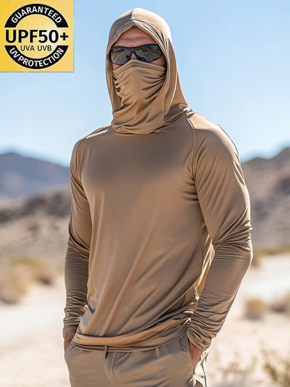Men's Outdoor Sun Protection Breathable Cool Hooded Sun Protection Long Sleeve Top