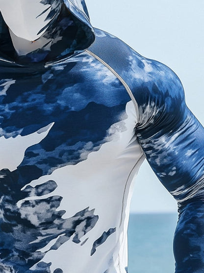 Men's Outdoor Sun Protection Breathable Cool Hooded Sun Protection Long-Sleeved Top
