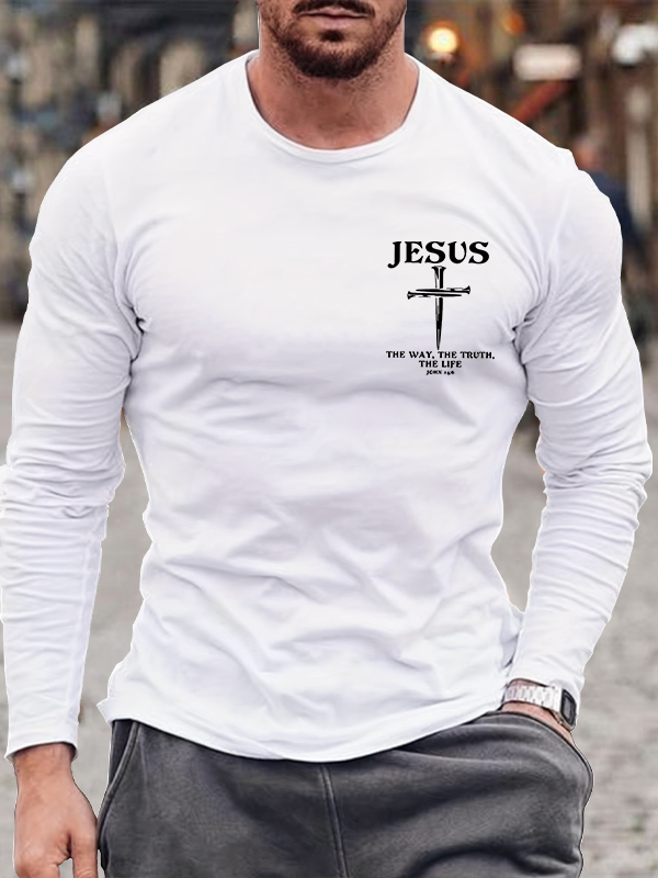 Jesus The Way The Truth The Life Cotton Long Sleeve T-Shirt