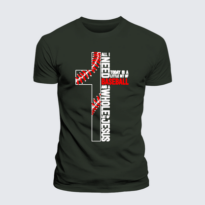 Luxe Mercerized Cotton Tee - I Need Baseball And Jesus