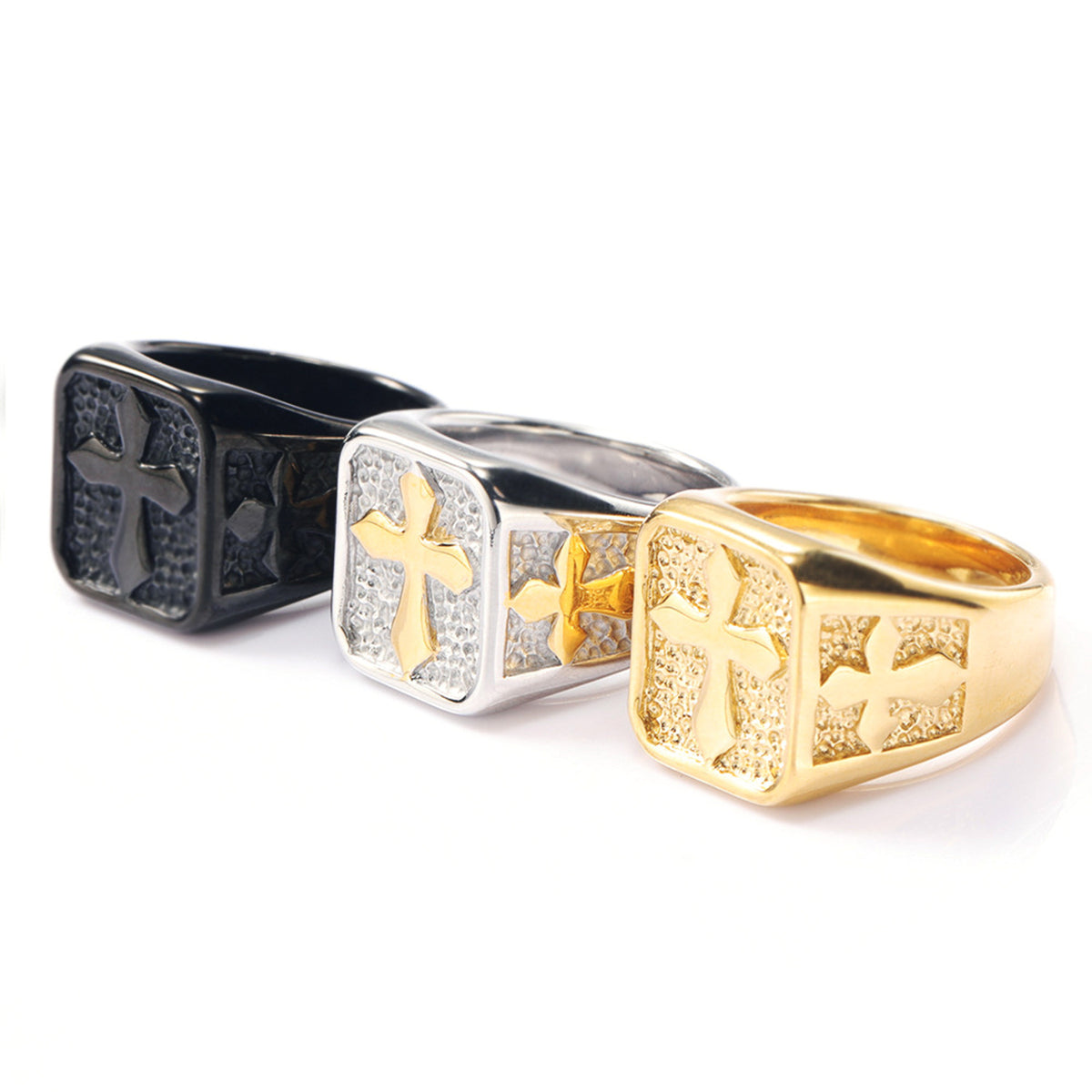 Retro-style Cross Ring