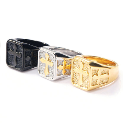 Retro-style Cross Ring