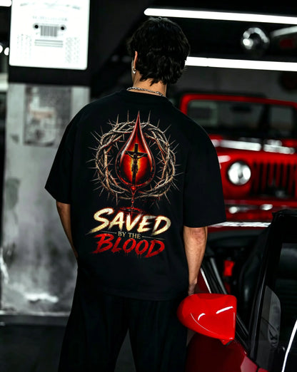 Saved By The Blood Printed Men's T-shirt