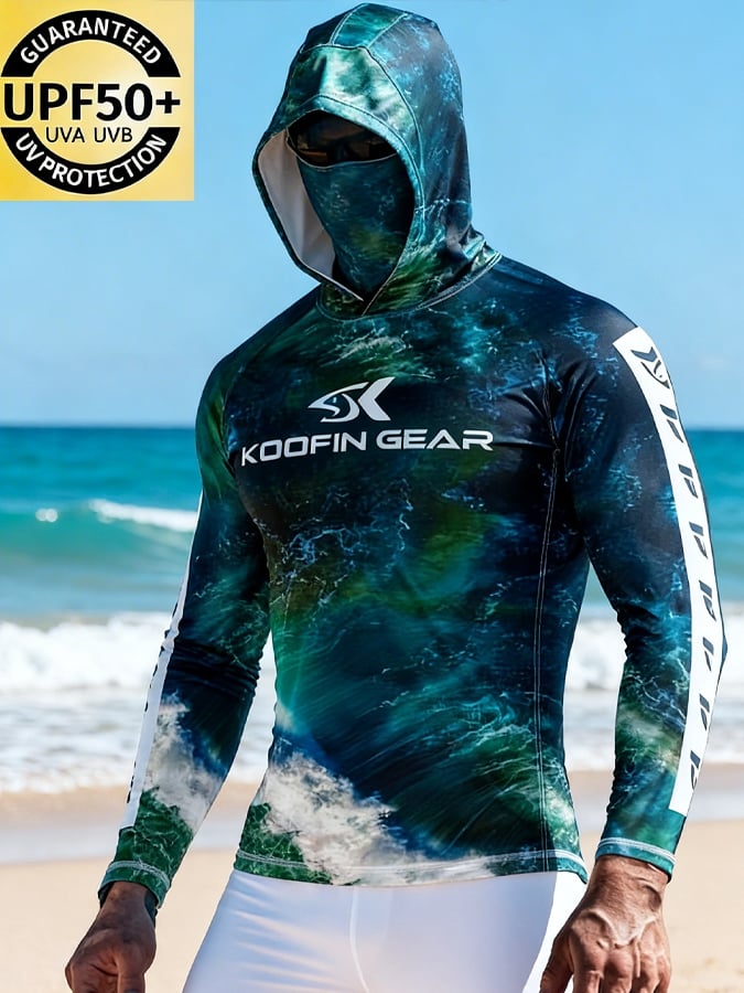 Men's Outdoor Sun Protection Breathable Cool Hooded Sun Protection Long-Sleeved Top