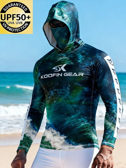 Men's Outdoor Sun Protection Breathable Cool Hooded Sun Protection Long-Sleeved Top