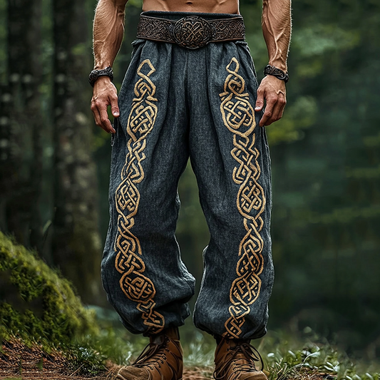 Men's Vintage Viking Celtic Skull Art Pants