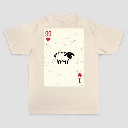 99 Of Hearts Sheep Playing Card Printed Men's T-shirt