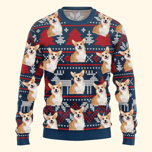 Pet Funny Faces Christmas Gift For Pet Lovers Ugly Blue Sweater