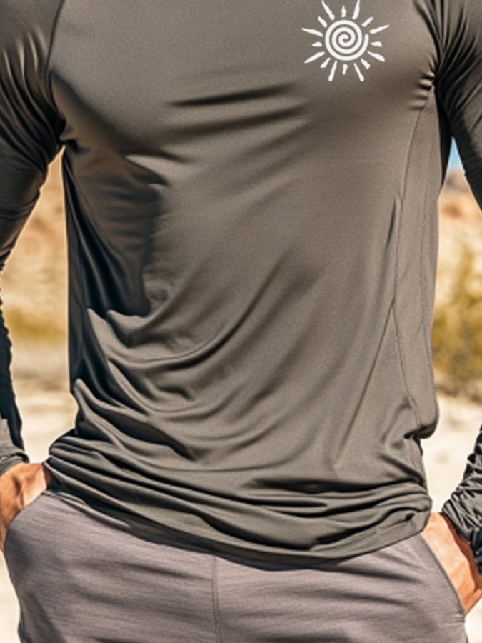 Men's Outdoor Sun Protection Breathable Cool Mask Hooded Sun Protection Long-Sleeved Top