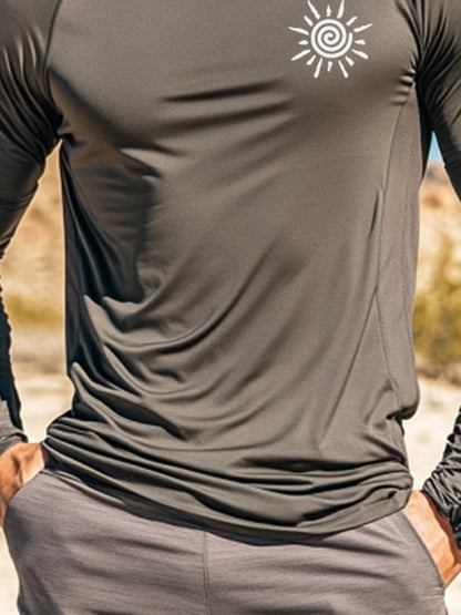 Men's Outdoor Sun Protection Breathable Cool Mask Hooded Sun Protection Long-Sleeved Top